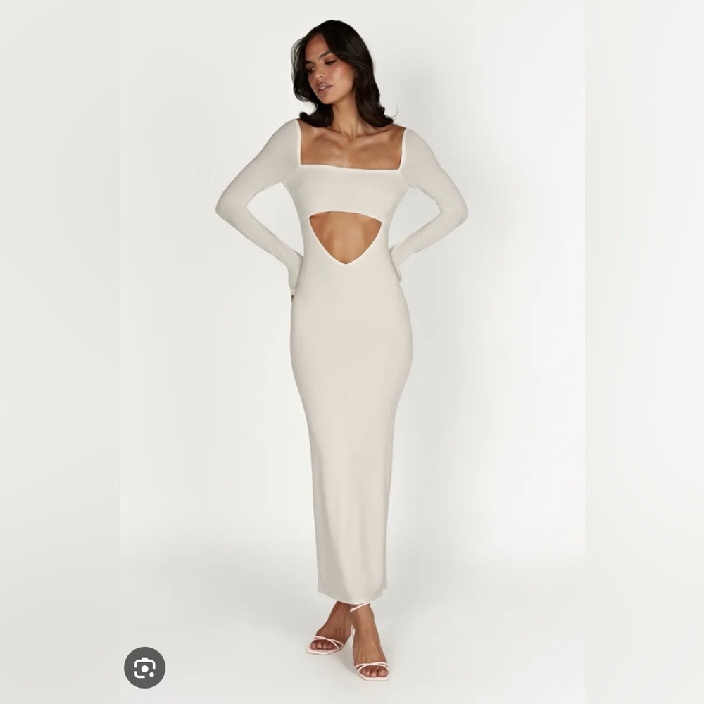 Meshki maxi cut out dress in bone